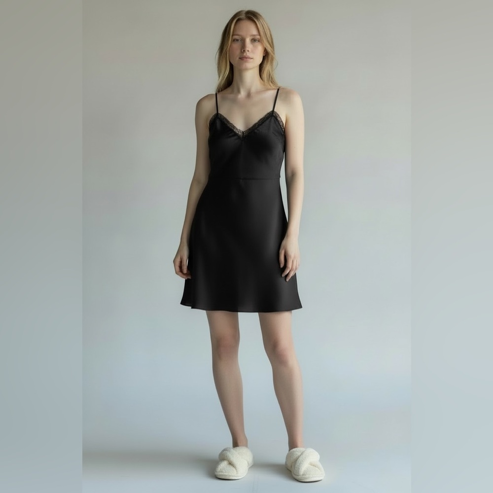 INC International Concepts Black Lace Mini Nightgown
